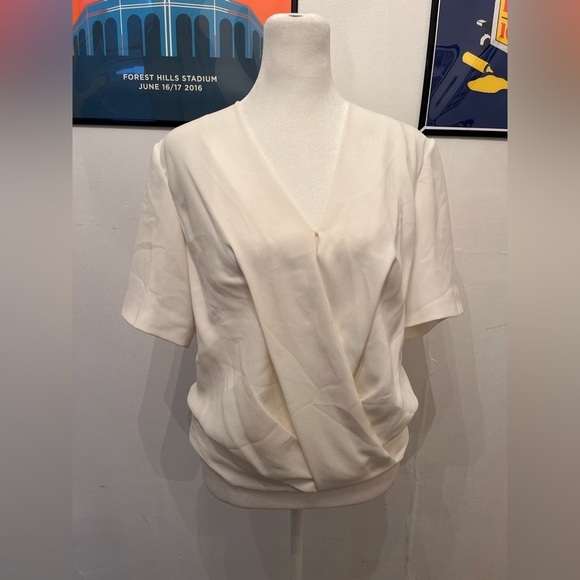 Alexander Wang Draped Crossover Top Size 0 White - Picture 2 of 4
